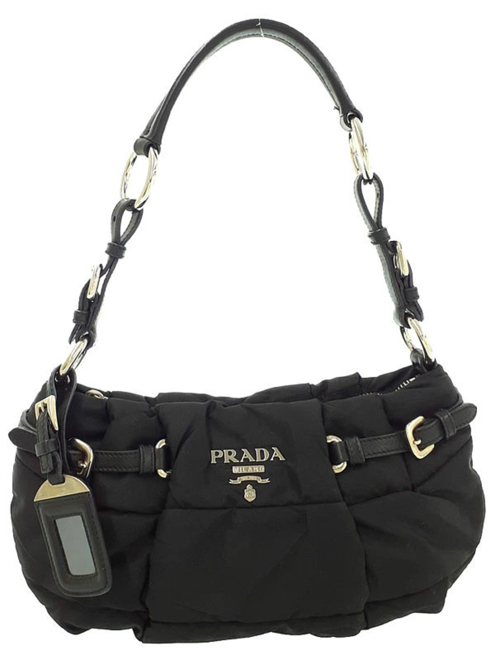 Prada black Tessuto shoulder bag ruched puffed body